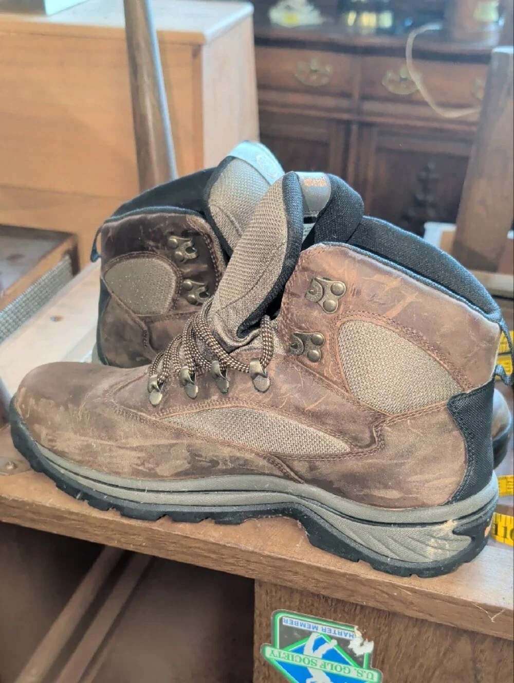 Men's Timberland Brown/Green Boots - Rugged Outdoor Work Shoe